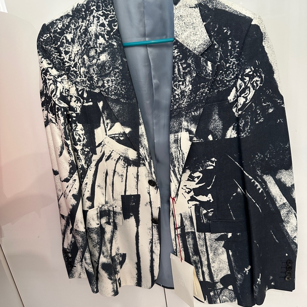 Alexander McQueen Grey & White Printed Blazer